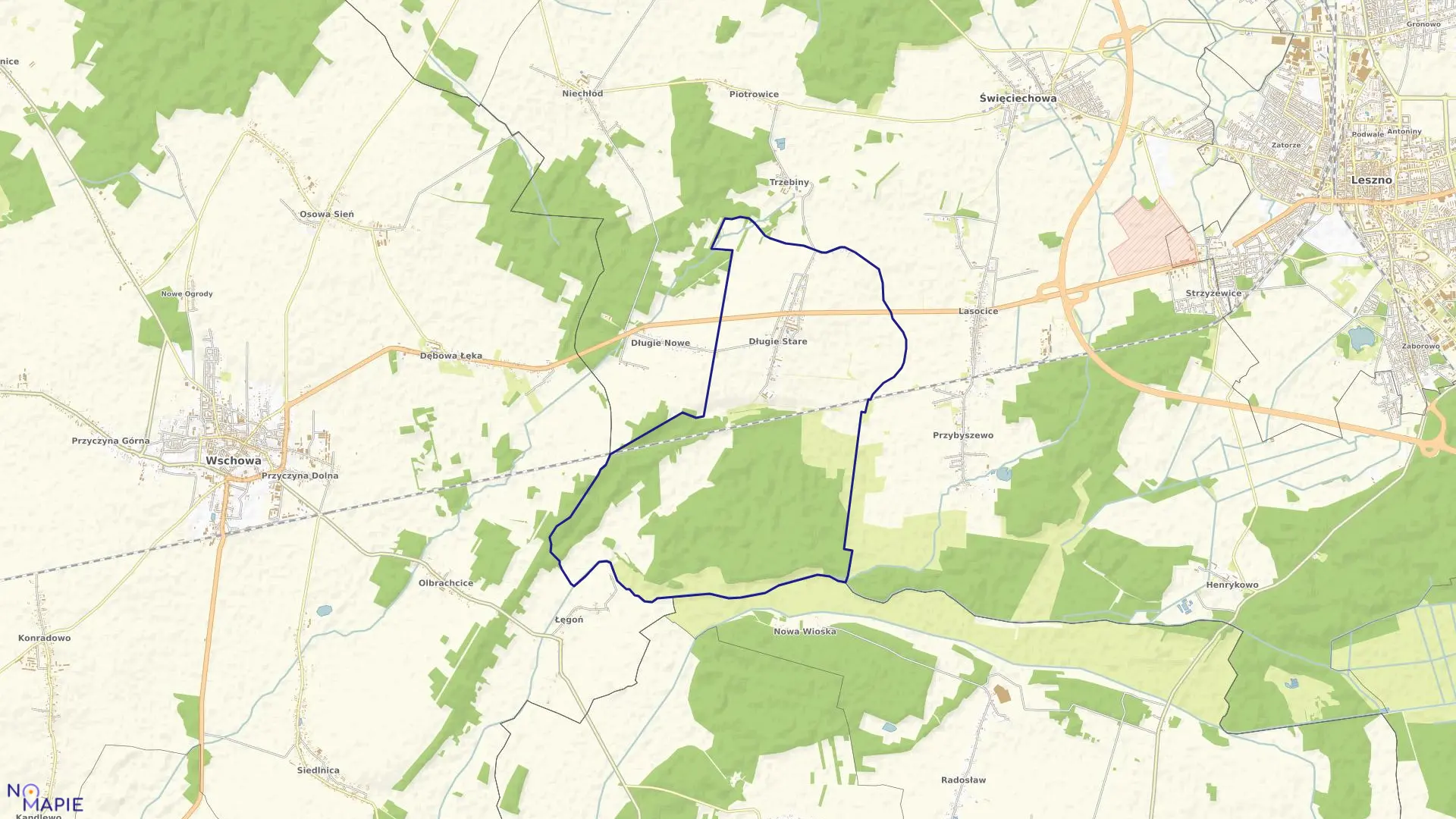 Mapa obrębu Długie Stare w gminie Święciechowa