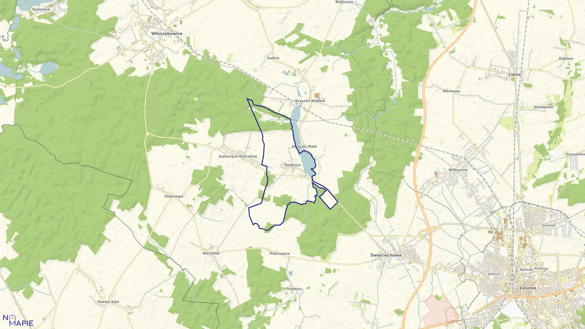 Mapa obrębu Gołanice w gminie Święciechowa