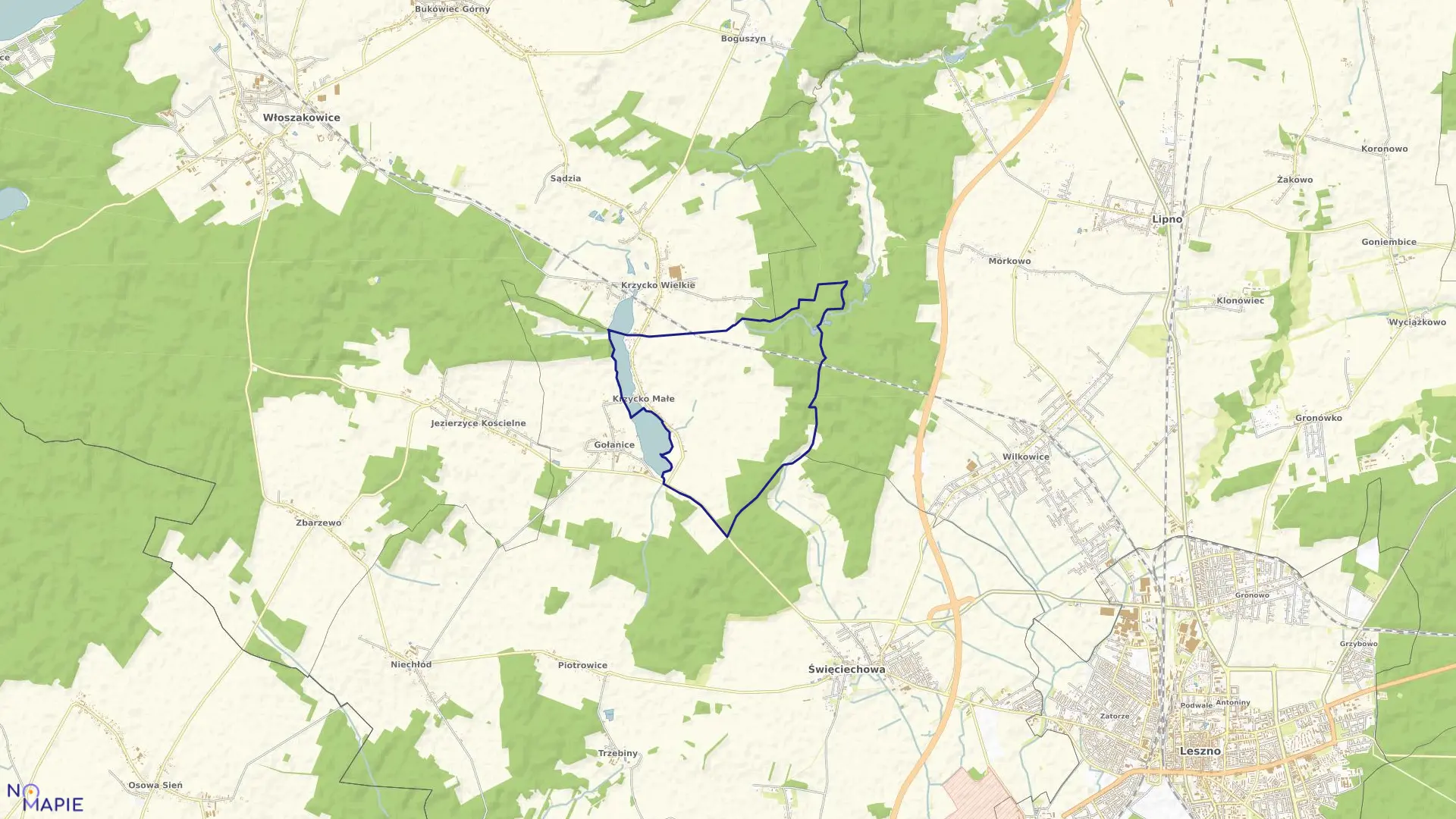 Mapa obrębu Krzycko Małe w gminie Święciechowa