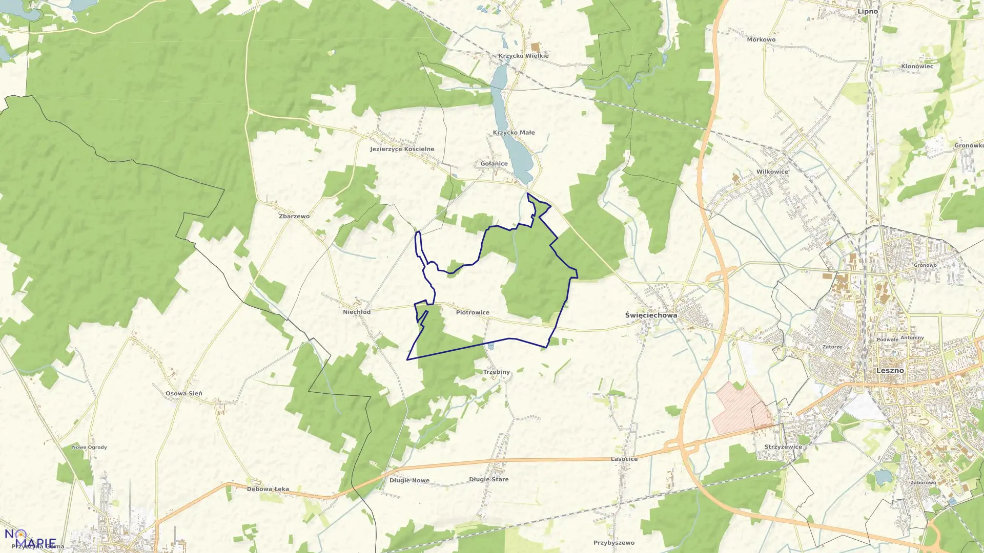 Mapa obrębu Piotrowice w gminie Święciechowa